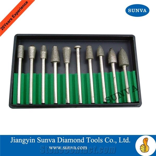 Sunva-Sr Diamond Mounted Points 10pcs/Set /Diamond Burrs /Diamond Tools
