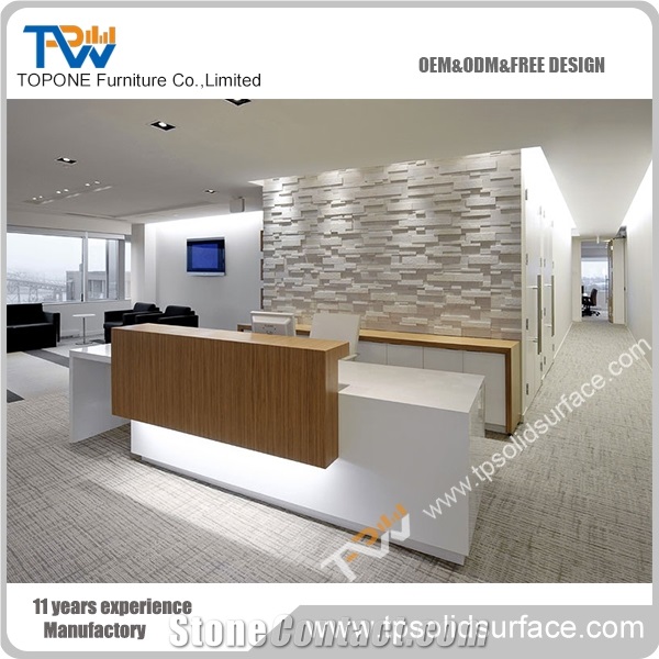 2016 New Design Chinese Factory Corian Acrylic Solid Surface Artificial Marble Stone Front Reception Desk Office Furniture, White Color Corian Acrylic Solid Surface Reception Desk Tops Furniture