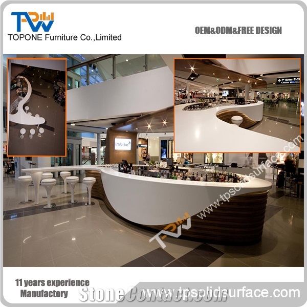 Modern Design Commercial Acrylic Solid Surface Wine Bar Counters Worktops for Sale, Artificial Marble Stone Bar Desk Tops for Bar Furniture, Manmade Stone Bar Tabletops with Facotry Price