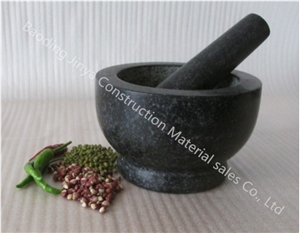 Polished Black Granite Mortar & Pestle Spice Herb