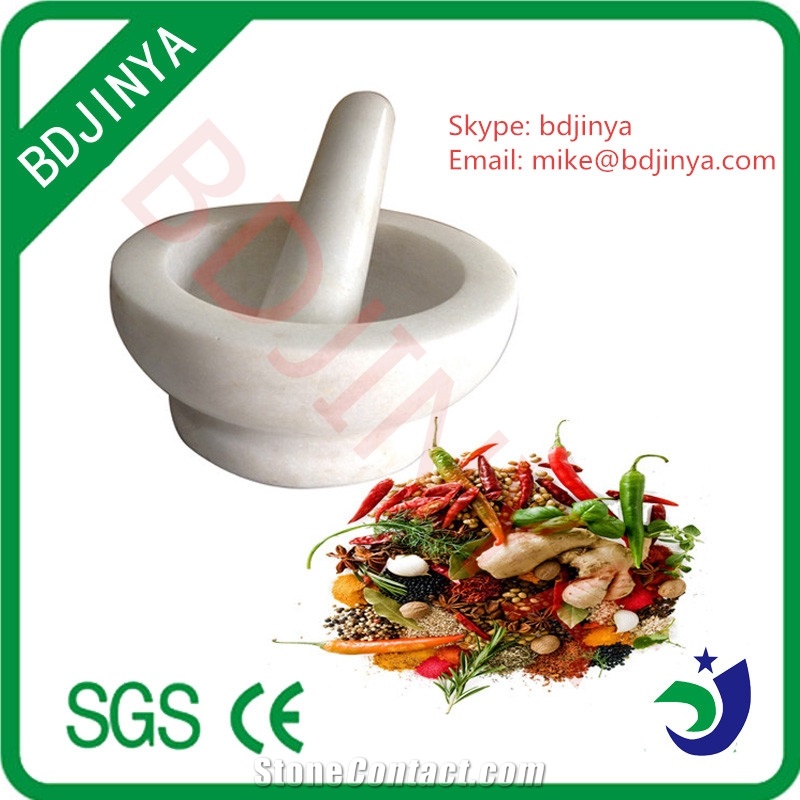 White Marble Mortar and Pestle, Stone Mortar