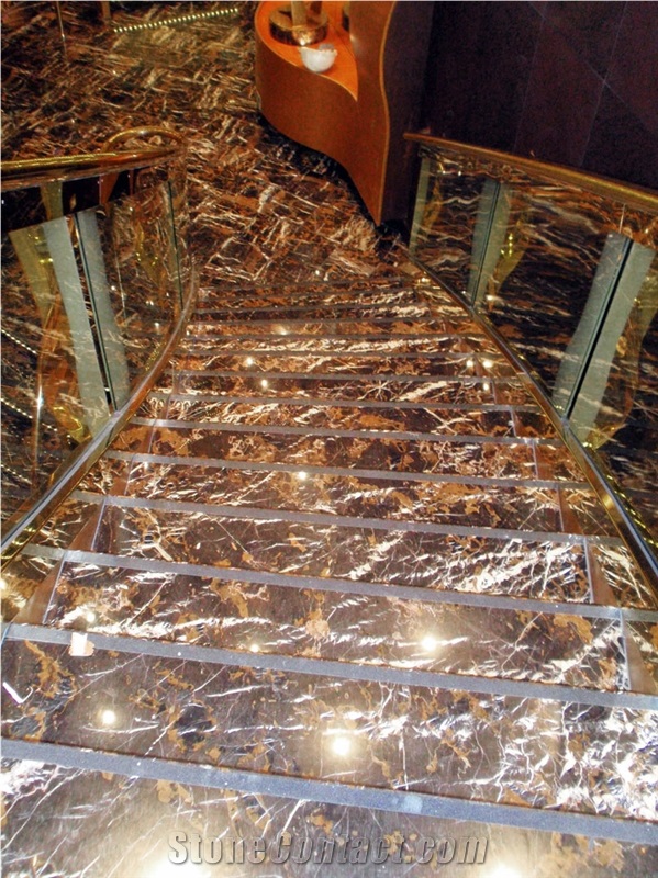 Interior Stairs from Marble Black and Gold