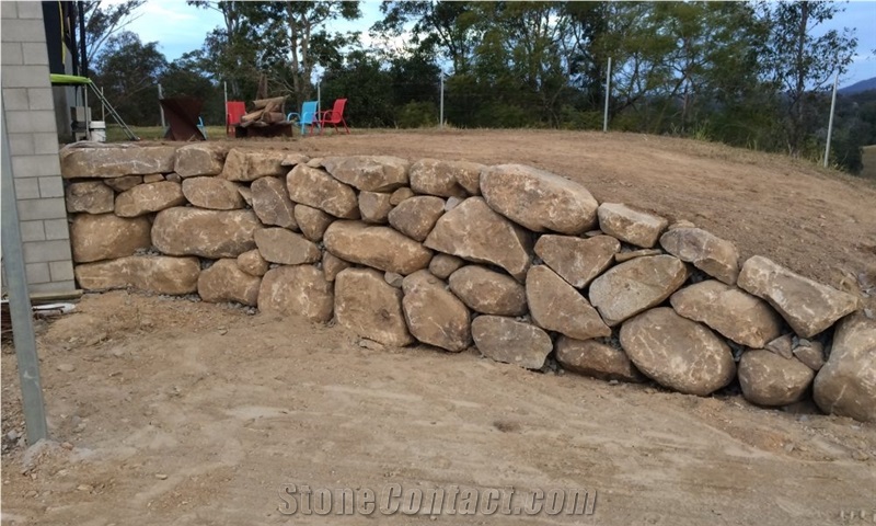 Buff Australian Sandstone Retaining Walls
