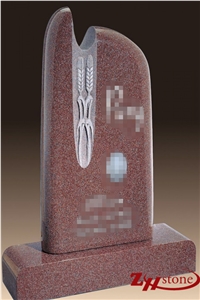Good Quality Engraving Unique Design Indian Red/ Imperial Red Granite Tombstone Design/ Western Style Tombstones/ Monument Design/ Western Style Monuments/ Custom Monuments