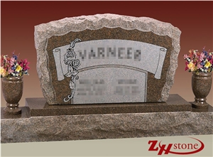 Good Quality Natural Edges Double Side Vases Dakota Red Granite Tombstone Design/ Western Style Tombstones/ Single Monuments/ Monument Design/ Western Style Monuments