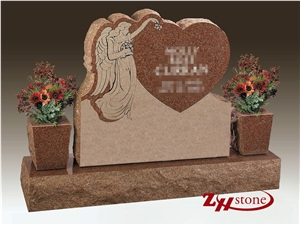 Good Quality Natural Edges Double Side Vases Dakota Red Granite Tombstone Design/ Western Style Tombstones/ Single Monuments/ Monument Design/ Western Style Monuments
