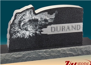 Good Quality Polished Impala Black/ Sesame Black/ G654 Granite Fishing Style Tombstone Design/ Western Style Monuments/ Upright Monuments/ Monument Design/ Western Style Tombstones