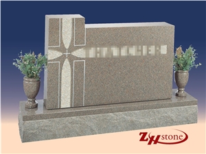 Good Quality Unique Design Full Polished Tan Brown Granite Single Monuments/ Upright Monuments/ Headstones/ Monuments Design/ Western Style Monuments/ Headstones