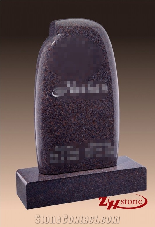 India Red Granite Western Style Tombstones/ Single Monuments