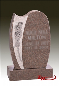 India Red Granite Western Style Tombstones/ Single Monuments