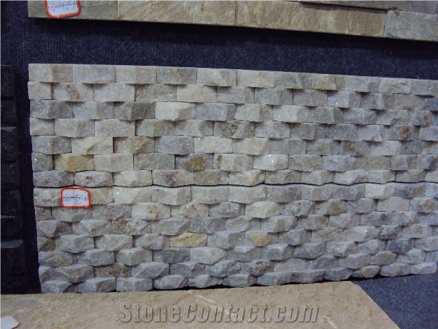 White Quartzite Sea Wave Shape Cultured Stone,White Quartzite Wave Stacked Stone Veneer