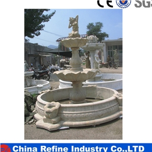 Cheap design marble  fountain with lady statue and shell spout &white hand carved neptune cherubs statue fountain