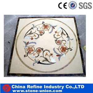 China Waterjet Mosaic Medallions, Marble Inlay Pattern,Interior Stone Waterjet Floor Medallion