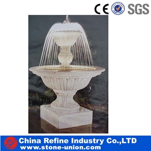 Local Orange Marble with 3 Tier Classical &Henan Yellow Marble Fountain,Carved Beige Marble Fountain