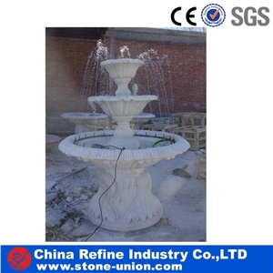 Local Orange Marble with 3 Tier Classical &Henan Yellow Marble Fountain,Carved Beige Marble Fountain
