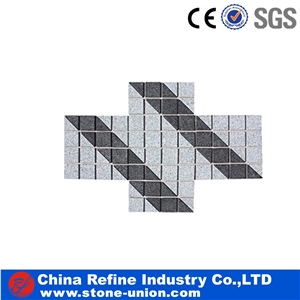 Mixed Color Granite Cube Stone & Cobble Stone Mesh Design,Garden Stepping Pavements Landscaping Stone Customized Pattern