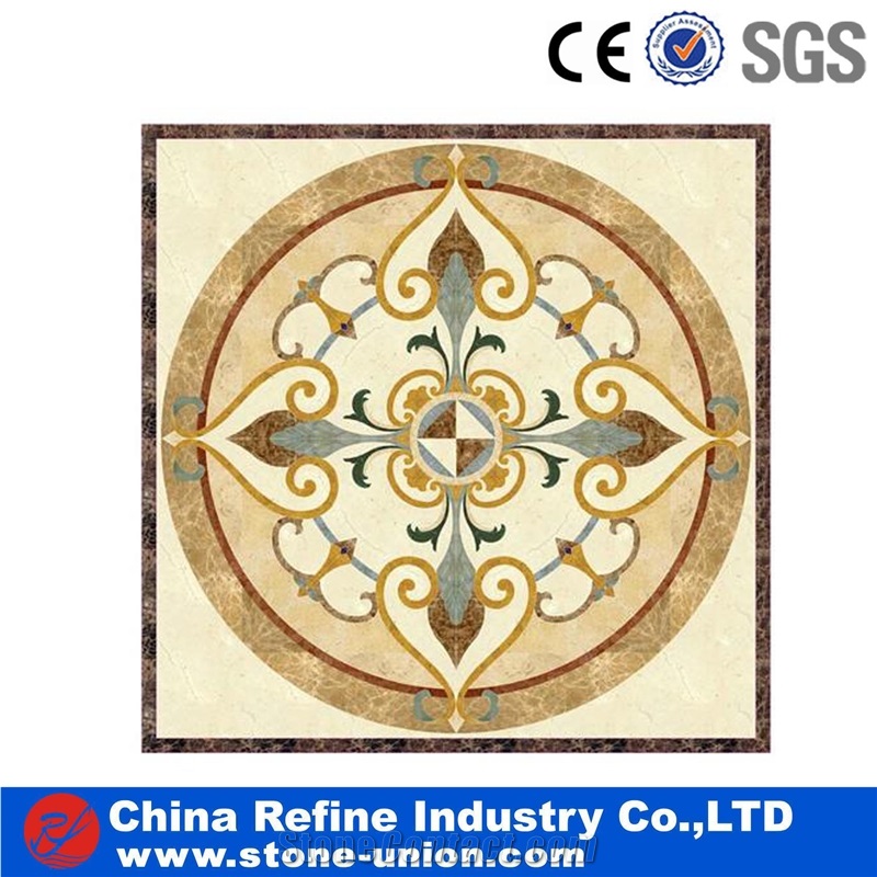 Customize Marble Waterjet Medallion Patterns For Hotel Floor