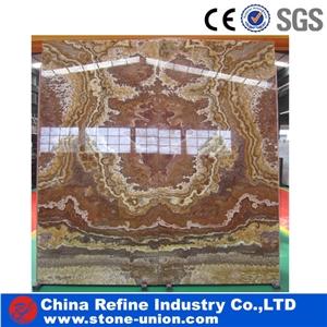 New Multicolor Onyx Slab For Sale, China Brown Onyx