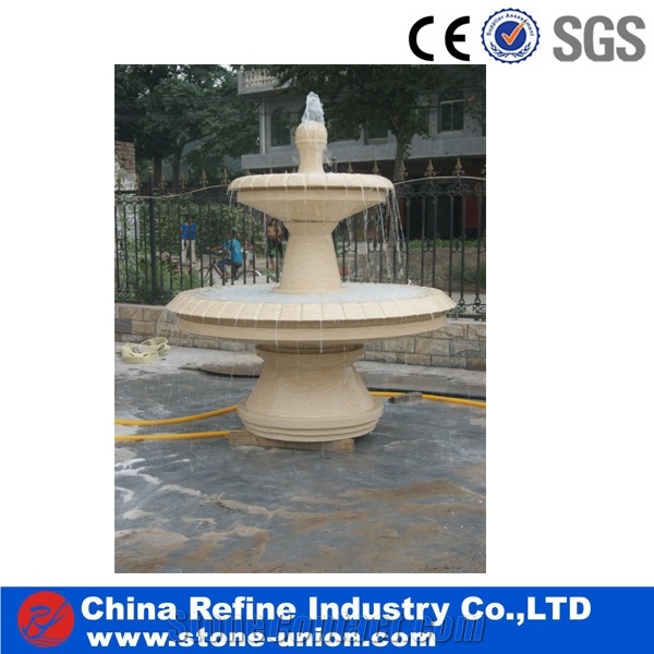 Wholesale Hand Carved Outdoor Water Fountain & Garden Mini Fountain ,Decoration Indoors&Outdoors Fountain&Sunny Beige Marble Sculpture Fountains