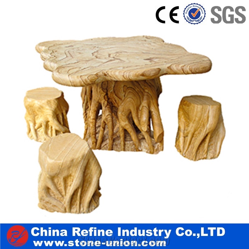Yellow Marble Tree Shaped Stone Tables