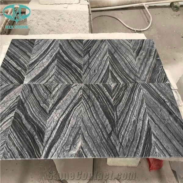 Ancient Wood/ Tree Black/Black Wood Grain/Black Wood Vein Marble 1cm Tiles