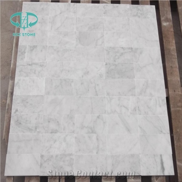 Bianco Carrara White Marble Polished Mosaic, Italy Cheap White Marble Basketweave Mosaic