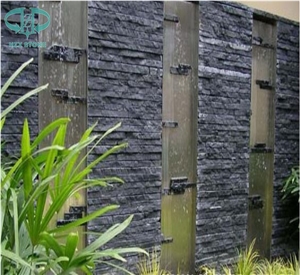 Black Slate Culture Stone Veneer for Wall Cladding,Black Slate Ledge Stone,Black Slate Stacked Stone Veneer,Natural Split Slate Cultured Stone for Wall Cladding,Exterior Decoration