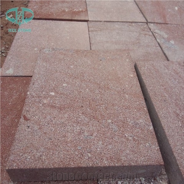 China G666 Red Porphyry Slab, China Red Porphyry, China Red Porphyry Granite Slabs & Tiles, Bushhammered Red Tiles for Project