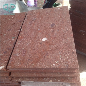 China G666 Red Porphyry Slab, China Red Porphyry, China Red Porphyry Granite Slabs & Tiles, Bushhammered Red Tiles for Project