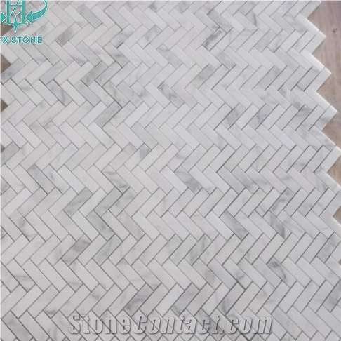 China Oriental White Marble Polished Mosaic Pattern Tiles for Wall and Floor Covering Home Decoration