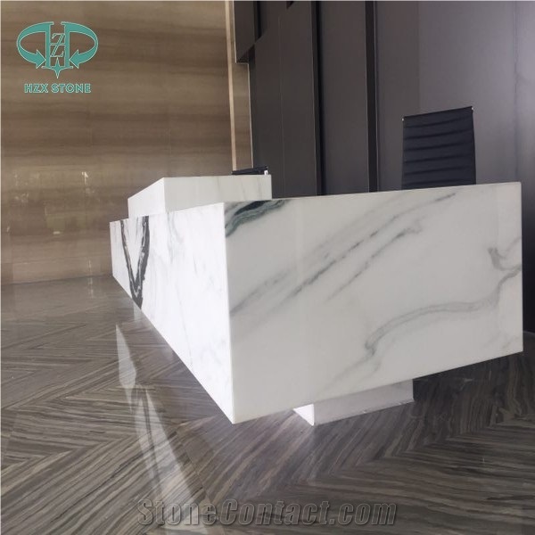 Chinese Panda White Marble Polished Reception Desk Top Countertop