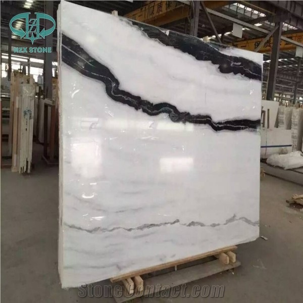 Chinese Panda White Marble Polished Reception Desk Top, Countertop, Interior Decoration Stone, White Color Marble with Black Vein