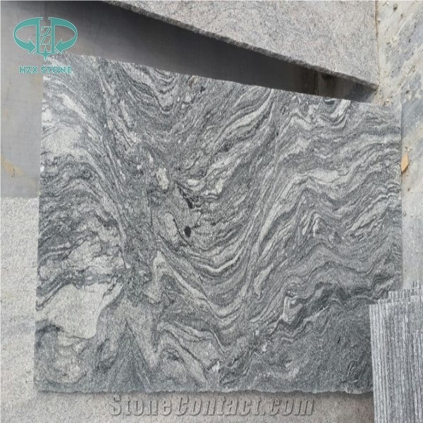 Cross Cut Granite Slab, Nero Santiago Granite, Grey Landscape Granite, Landscape Grey Granite, New Negro Santiago Granite, G302 Grey Granite Slabs & Tiles