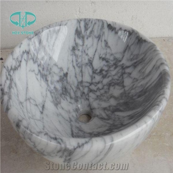 White Marble Round Basin/Wash Sink/Bathroom Sinks for Hotel/Wash Bowls/Interior