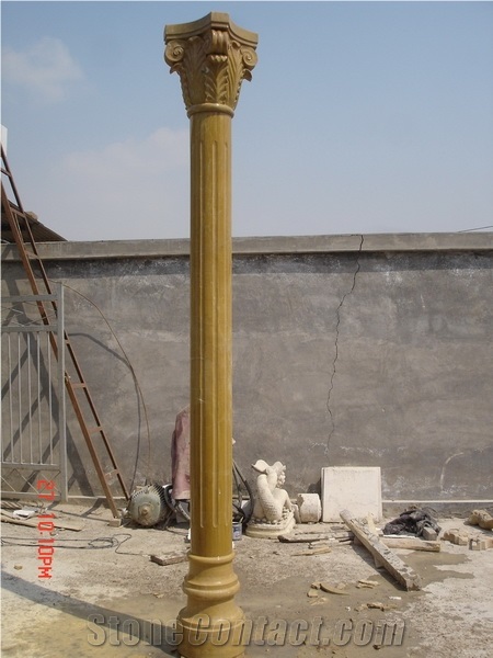 Beige Marble Column for Outdoor Decor