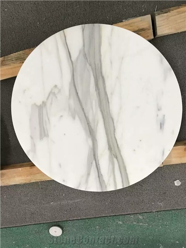 Calacatta White Marble Round Table Top,Polished White Mable Coffee ...