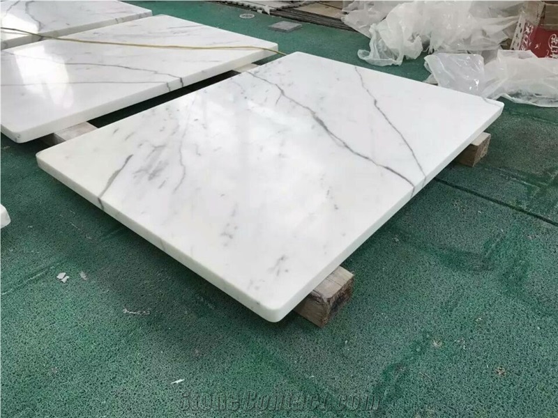 Calacatta White Marble Square Table Top,Polished White Marble Square Coffee&Tea Table Top