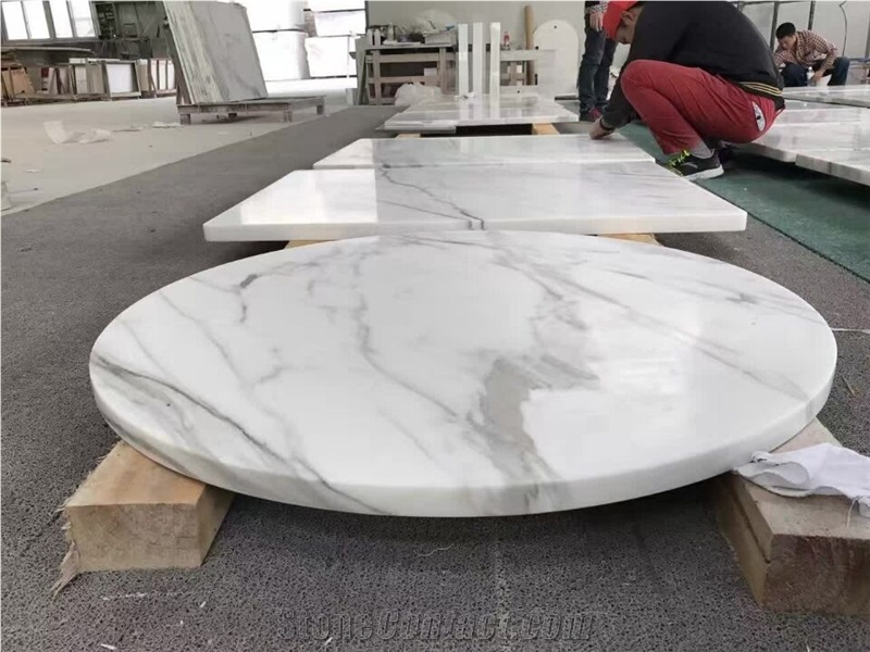 Calacatta White Marble Table Top,White Marble Round &Square Table Top,Polished White Marble Coffee&Tea Table Top