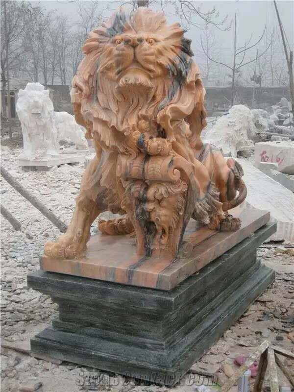 Colorful Lion Sculpture,Outside animal Scupture,Garden Lion Sculpture