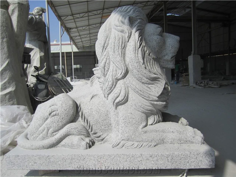 White Marble Lion Sculpture,Garden animals sculptures