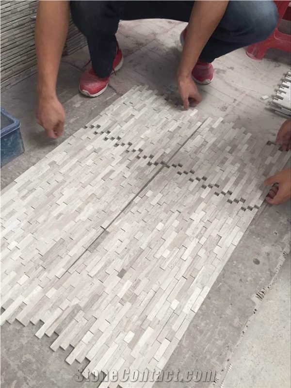 White Wooden Marble Mosaic,China White Marble Polished Walling Mosaic,Interior Mosaic Tiles