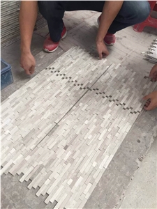 White Wooden Marble Mosaic,China White Marble Polished Walling Mosaic,Interior Mosaic Tiles