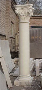 Yellow Limestone Manmade Stone Columns for Outdoor