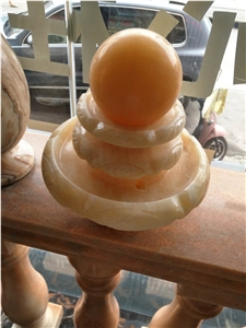 Yellow Marble Rolling Sphere Fountains for Indoor Decor