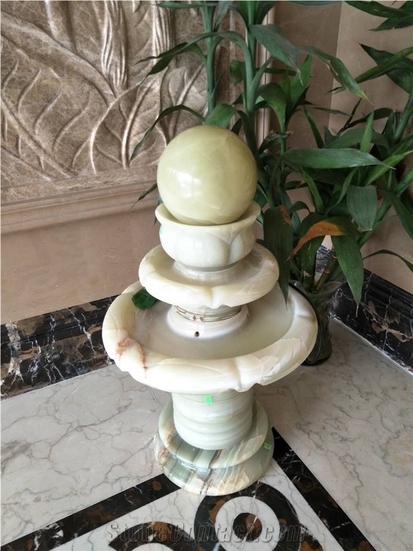 Yellow Marble Rolling Sphere Fountains for Indoor Decor