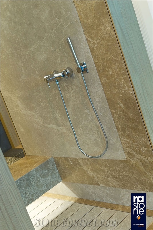 Pietra Castello and Taupe Antico Shower Wall