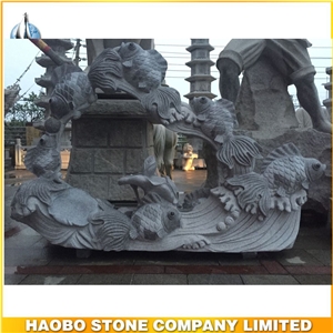 Large Landscape Granite Stone Fish Garden Sculpture