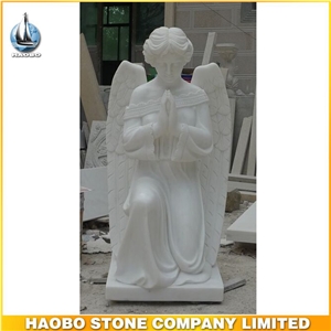 Modern Design White Marble Weeping Angel Statues