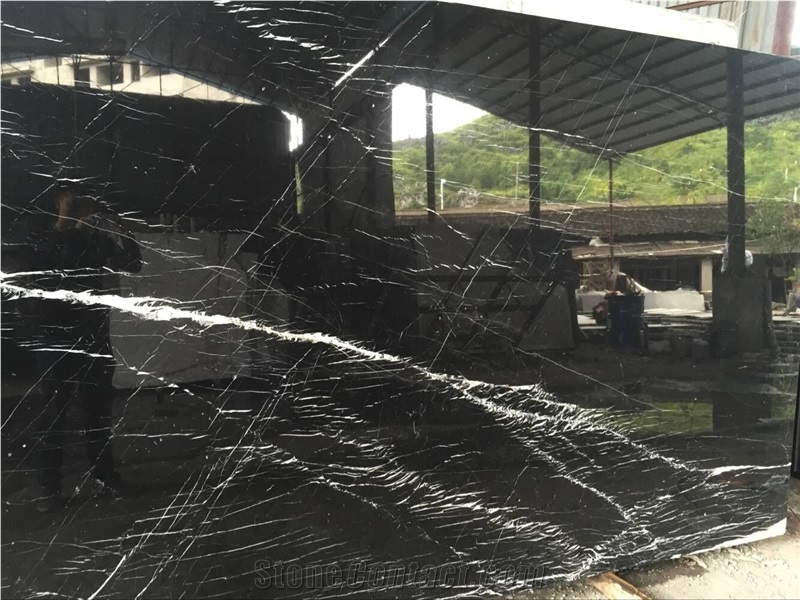 Nero Marquina, Chinese Nero Marquina, Slabs or Tiles, Less Veins, More Veins, for Wall, Floor, Stair, Covering, Nice Qualtiy, Good Price