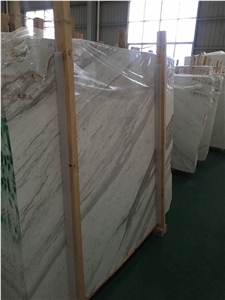 Volakas White Marble, New Material, White Base and Light Grey Veins, Slabs or Tiles for Wall, Floor Covering